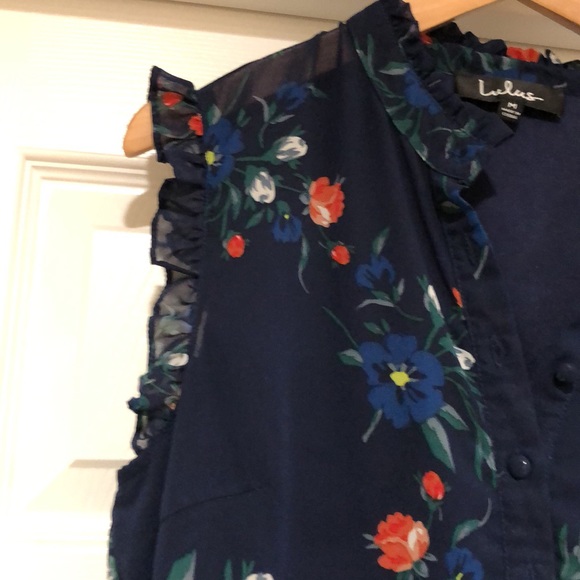 Lulus Floral Dark Navy Blue Midi Dress - Picture 3 of 14